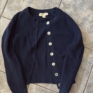 Classic Navy Button-Front Women’s Sweater